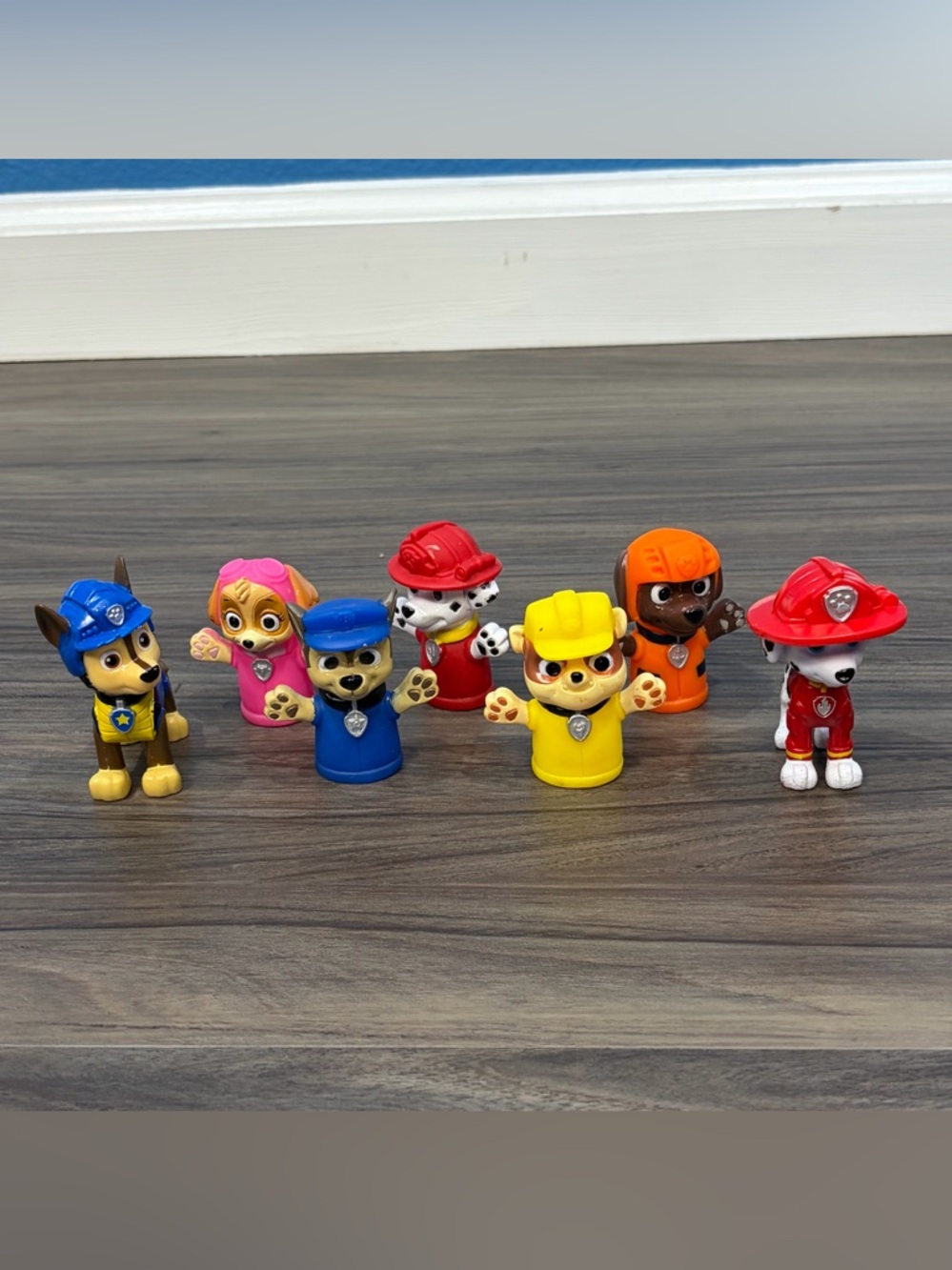 Lot Of  Seven Paw Patrol Figures And Finger Puppets Chase Marshall